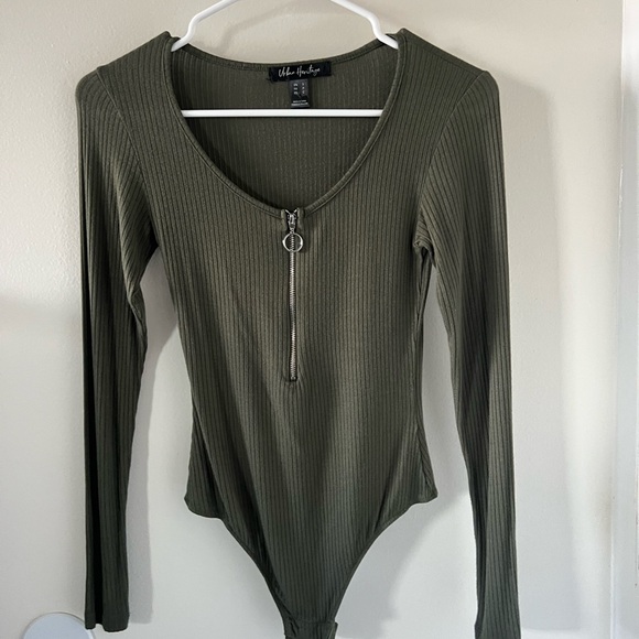 Urban Outfitters Tops - Olive Green Long Sleeve Bodysuit